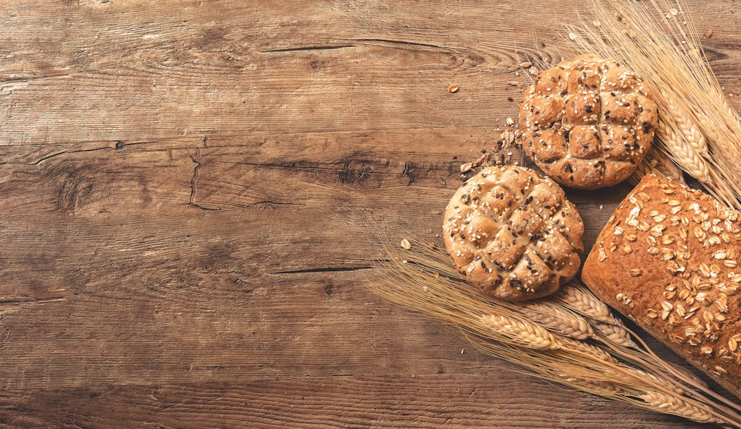 Bread on wooden background
